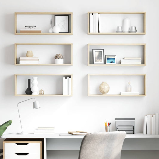 Wall Cube Shelf 6 pcs Sonoma Oak 60x15x23 cm Engineered Wood