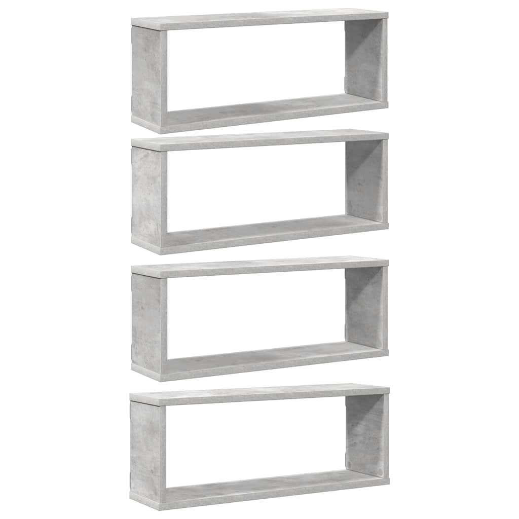 Wall Cube Shelf 4 pcs Concrete Grey 60x15x23 cm Engineered Wood