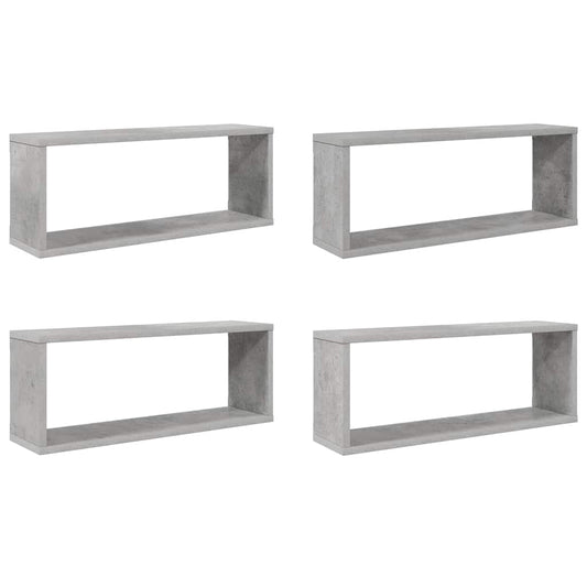 Wall Cube Shelf 4 pcs Concrete Grey 60x15x23 cm Engineered Wood