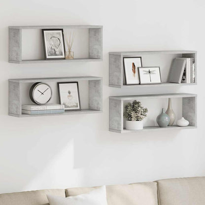 Wall Cube Shelf 4 pcs Concrete Grey 60x15x23 cm Engineered Wood