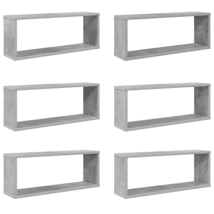 Wall Cube Shelf 6 pcs Concrete Grey 60x15x23 cm Engineered Wood