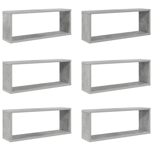 Wall Cube Shelf 6 pcs Concrete Grey 60x15x23 cm Engineered Wood