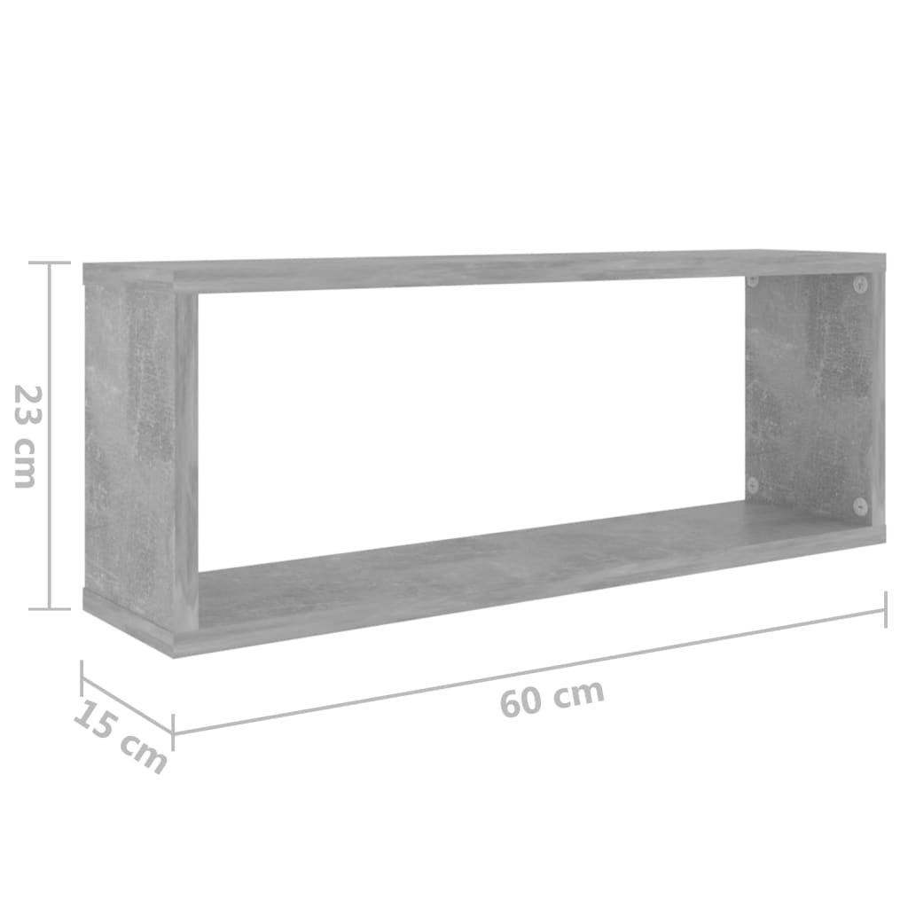 Wall Shelf | Set of 6 | Concrete Grey | Engineered Wood | Medium