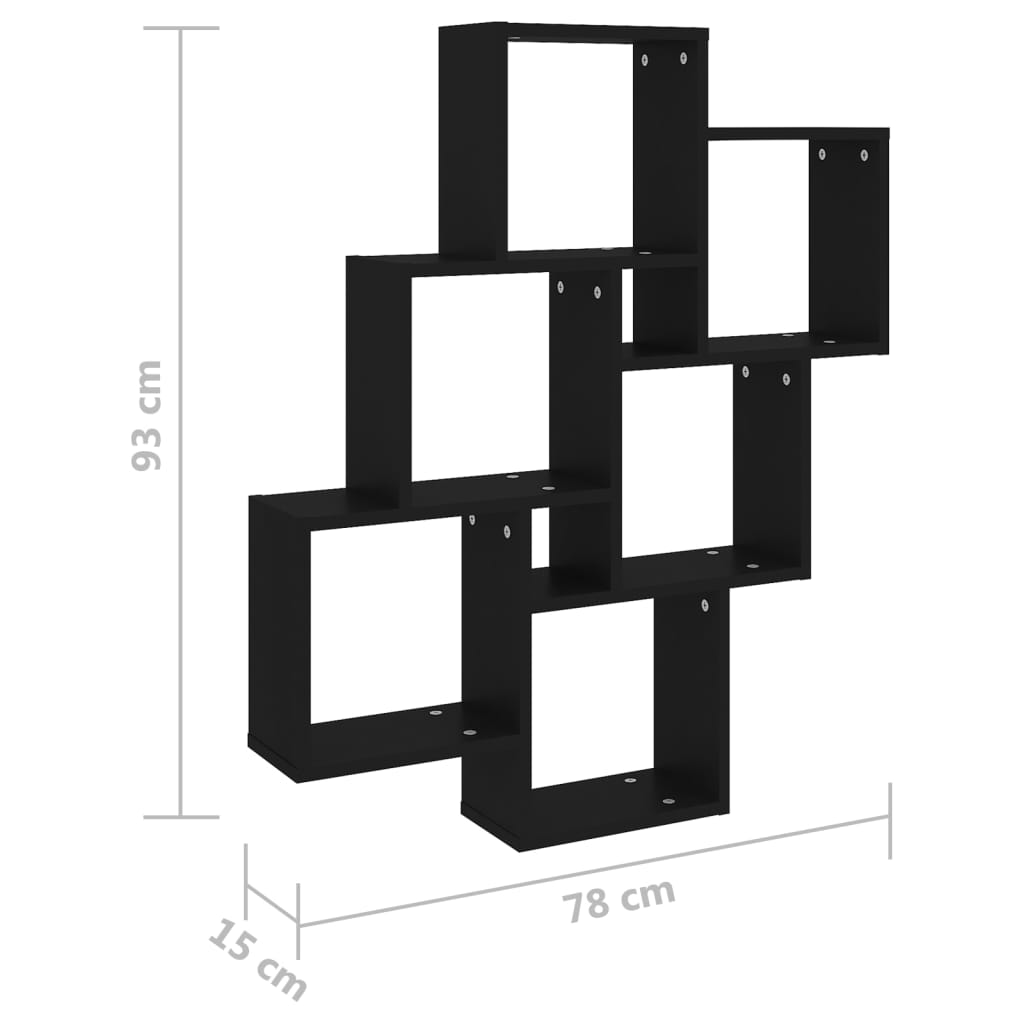 Wall Shelf | Black | Engineered Wood | Medium | Wall Shelf | Cubic
