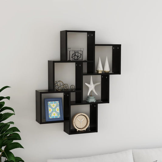Wall Shelf | Black | Engineered Wood | Medium | Wall Shelf | Cubic