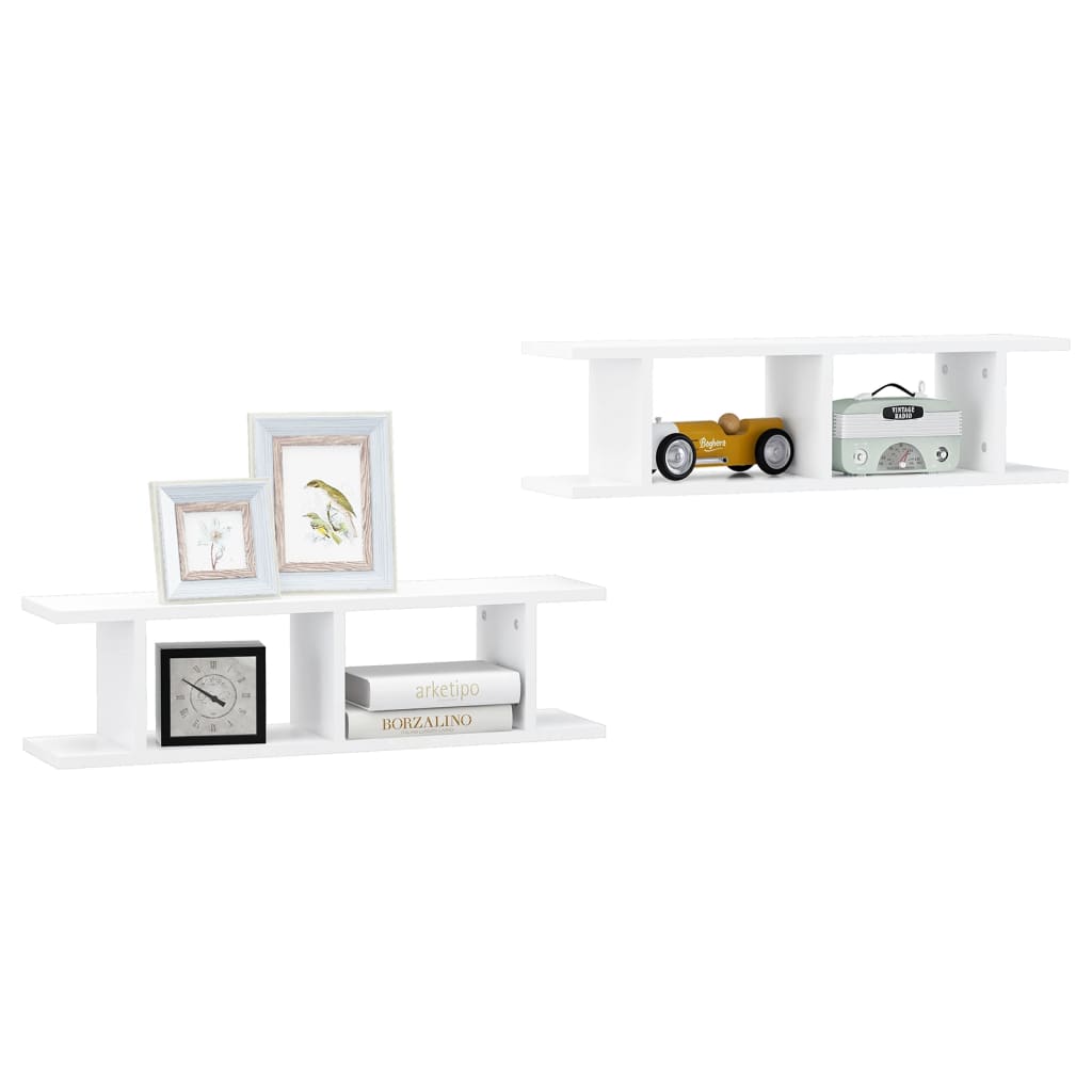 Wall Shelf | Set of 2 | White | Engineered wood | 75x18x20 cm