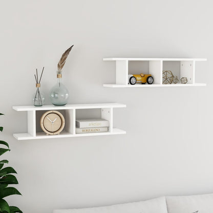 Wall Shelf | Set of 2 | White | Engineered wood | 75x18x20 cm