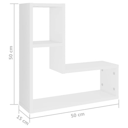 Wall Shelf 2 pcs White 50x15x50 cm Engineered Wood