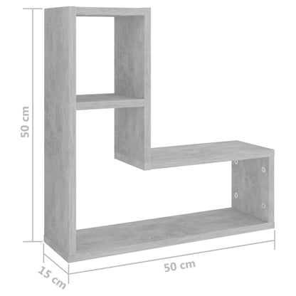 Wall Shelf 2 pcs Concrete Grey 50x15x50 cm Engineered Wood