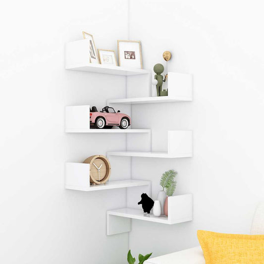 807224 vidaXL Wall Corner Shelves 2 pcs White 40x40x50 cm Engineered Wood