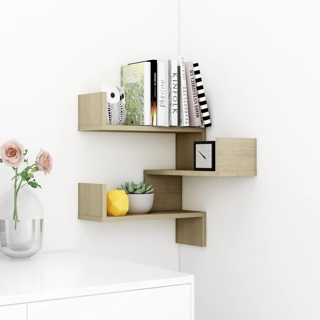 Wall shelves Corner Mount, Wall-Mounted Sonoma Oak