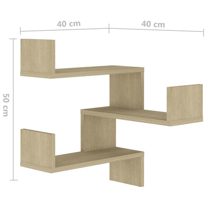 Wall shelves Corner Mount, Wall-Mounted Sonoma Oak