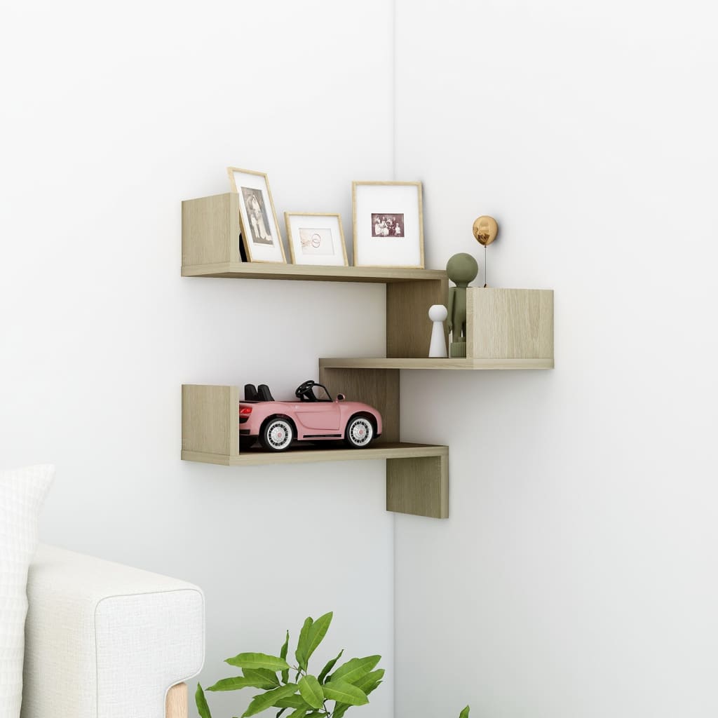 Wall shelves Corner Mount, Wall-Mounted Sonoma Oak