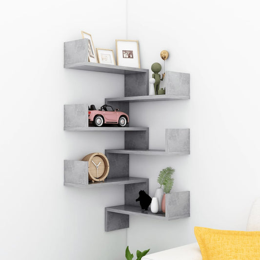 807232 vidaXL Wall Corner Shelves 2 pcs Concrete Grey 40x40x50 cm Engineered Wood
