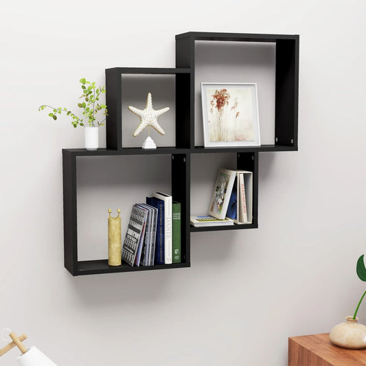 Wall Cube Shelf | Black | Engineered wood | Medium | Wall mounting