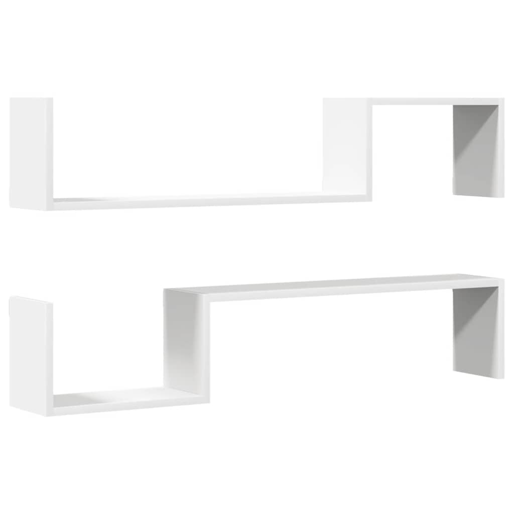 Wall Shelf 2 pcs White 100x15x20 cm Engineered Wood