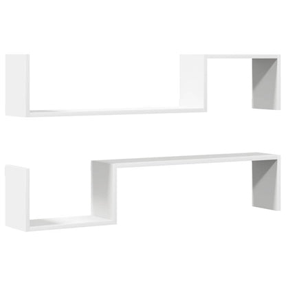 Wall Shelf 2 pcs White 100x15x20 cm Engineered Wood