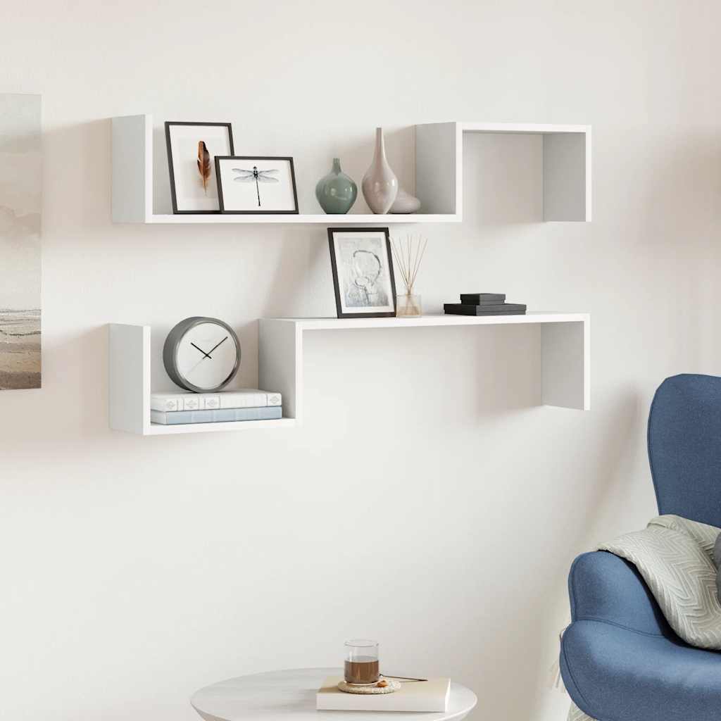 Wall Shelf 2 pcs White 100x15x20 cm Engineered Wood