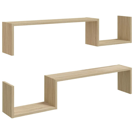 Wall Shelf 2 pcs Sonoma Oak 100x15x20 cm Engineered Wood
