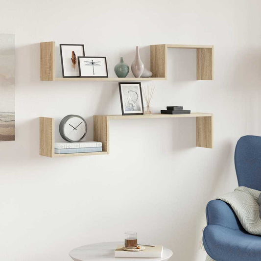 Wall Shelf 2 pcs Sonoma Oak 100x15x20 cm Engineered Wood