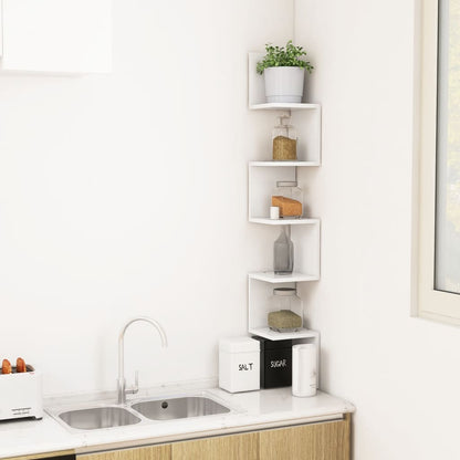 807277 vidaXL Wall Corner Shelf White 20x20x127,5 cm Engineered Wood