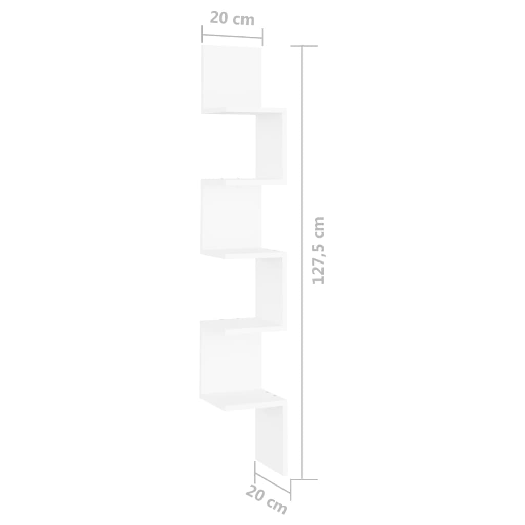 807277 vidaXL Wall Corner Shelf White 20x20x127,5 cm Engineered Wood