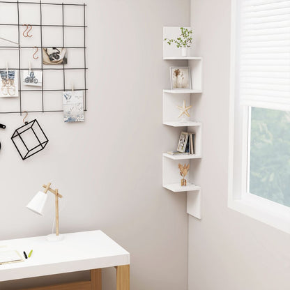 807277 vidaXL Wall Corner Shelf White 20x20x127,5 cm Engineered Wood