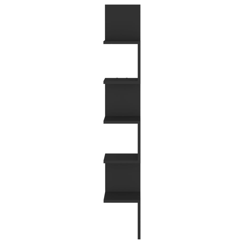 Wall Corner Shelf | Black | Engineered wood | 20 x 20 x 127.5 cm