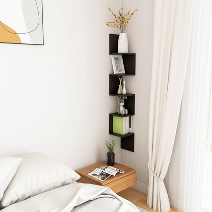 807278 vidaXL Wall Corner Shelf Black 20x20x127,5 cm Engineered Wood