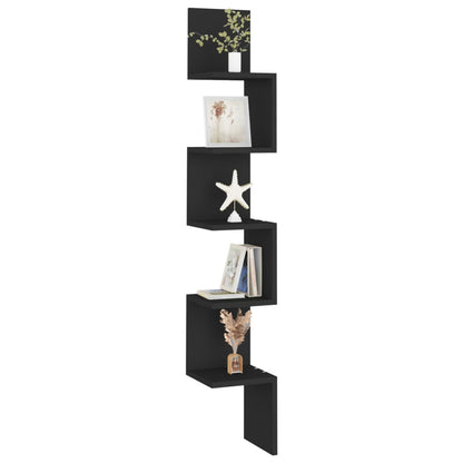 Wall Corner Shelf | Black | Engineered wood | 20 x 20 x 127.5 cm