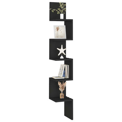807278 vidaXL Wall Corner Shelf Black 20x20x127,5 cm Engineered Wood