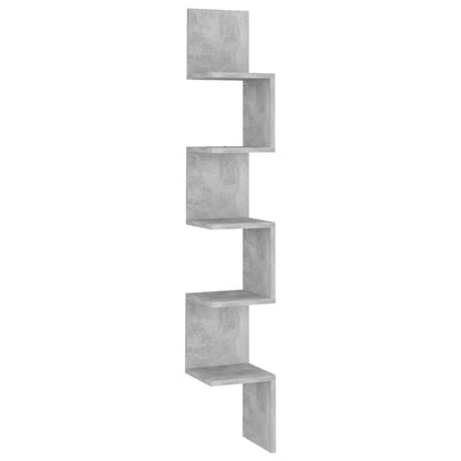 807281 vidaXL Wall Corner Shelf Concrete Grey 20x20x127,5 cm Engineered Wood