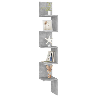 807281 vidaXL Wall Corner Shelf Concrete Grey 20x20x127,5 cm Engineered Wood