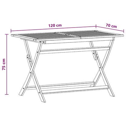 316621 vidaXL Folding Garden Table 120x70x75 cm Solid Eucalyptus Wood