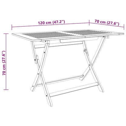 Folding Garden Table 120x70x75 cm Solid Eucalyptus Wood