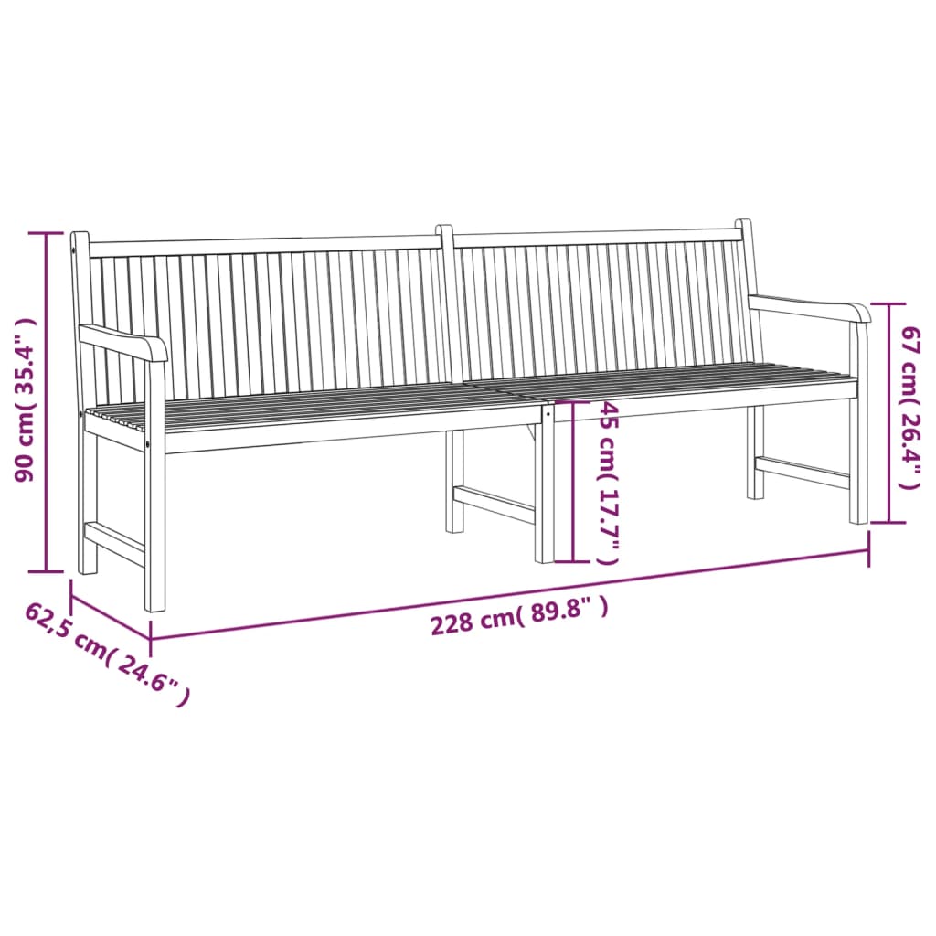 Garden Bench | Warm Teak Wood | Fine Sanded Teak Hardwood | Large