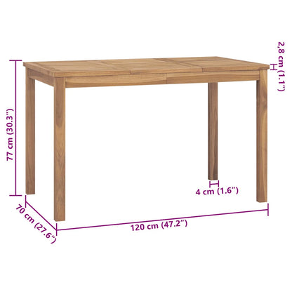 Garden Dining Table 120x70x77 cm Solid Teak Wood