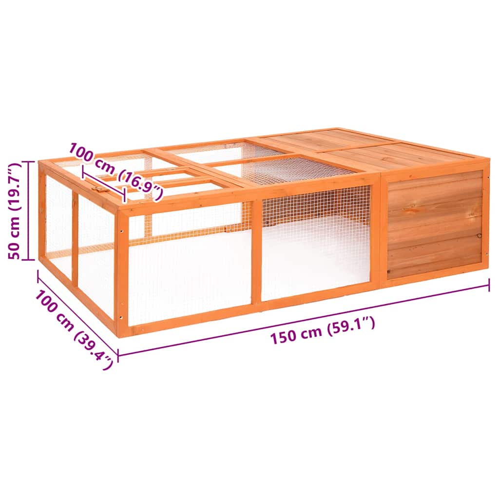 171452 vidaXL Garden Animal Cage 150x100x50 cm Solid Firwood