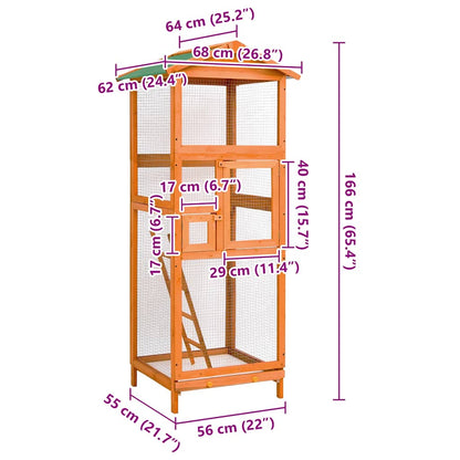 Bird Cage 68x62x166 cm Solid Firwood