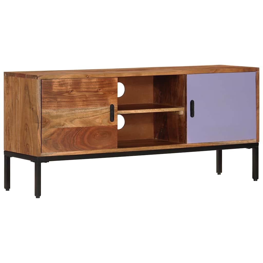 337076 vidaXL TV Cabinet Honey Brown and Grey 110x30x50 cm Solid Wood Acacia