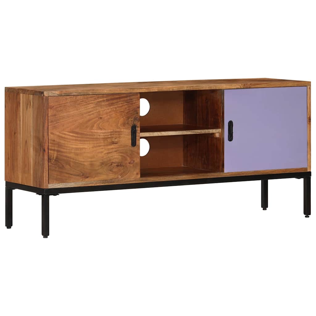 337076 vidaXL TV Cabinet Honey Brown and Grey 110x30x50 cm Solid Wood Acacia