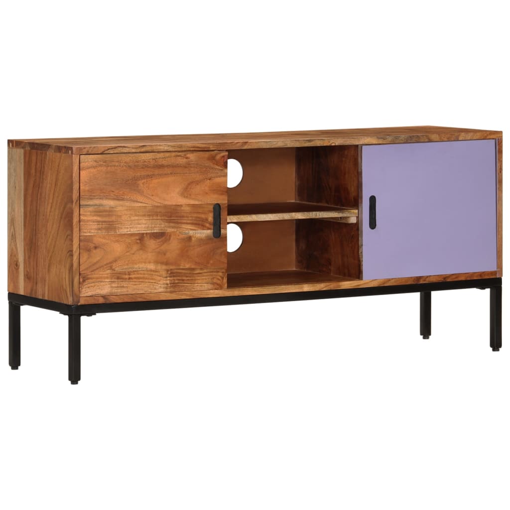 337076 vidaXL TV Cabinet Honey Brown and Grey 110x30x50 cm Solid Wood Acacia