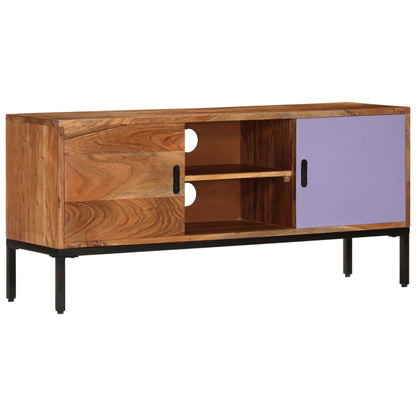 337076 vidaXL TV Cabinet Honey Brown and Grey 110x30x50 cm Solid Wood Acacia