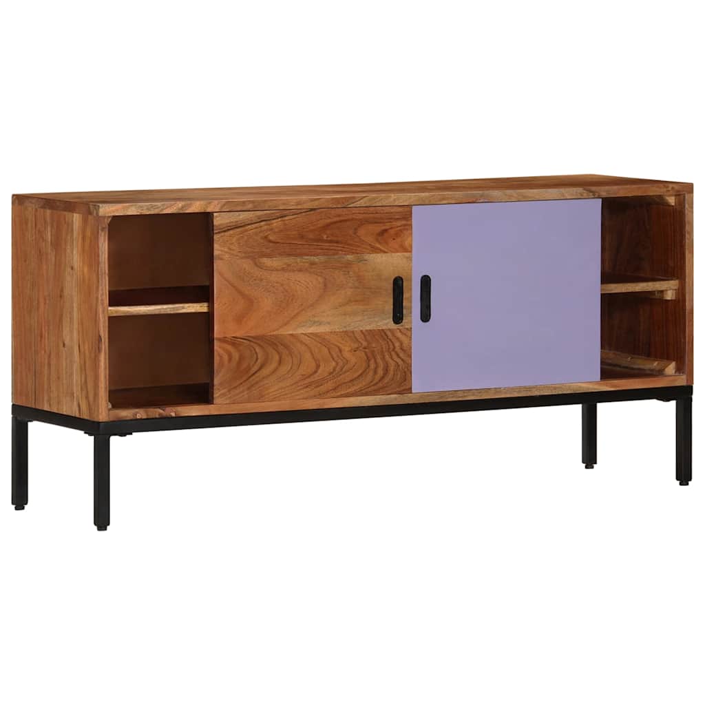 337076 vidaXL TV Cabinet Honey Brown and Grey 110x30x50 cm Solid Wood Acacia