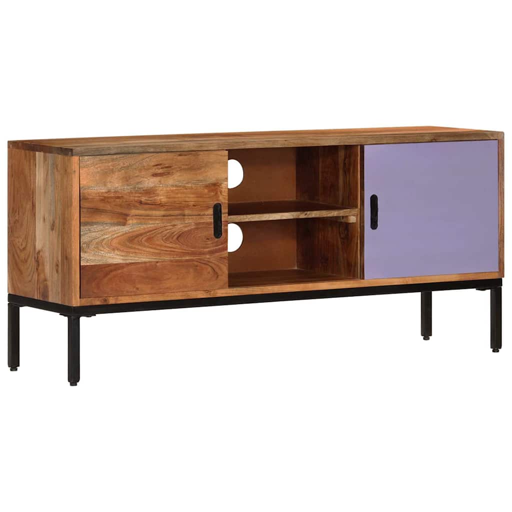 337076 vidaXL TV Cabinet Honey Brown and Grey 110x30x50 cm Solid Wood Acacia