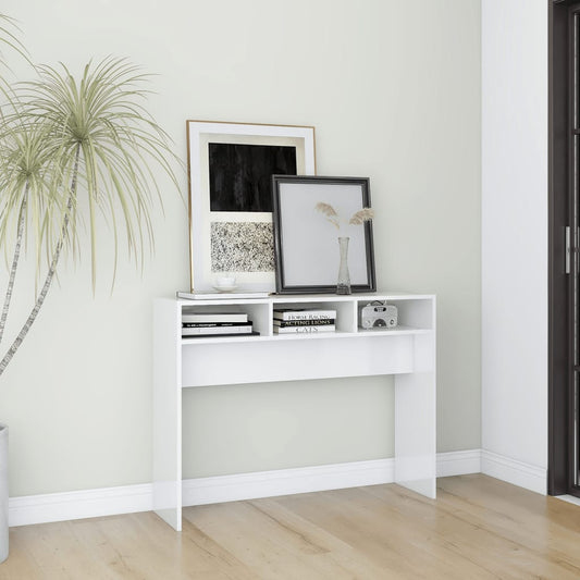 808311 vidaXL Console Table High Gloss White 105x30x80 cm Engineered Wood
