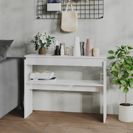 808329 vidaXL Console Table High Gloss White 102x30x80 cm Engineered Wood