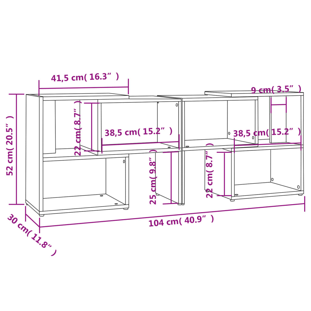 TV Cabinet High Gloss Black 104x30x52 cm Engineered Wood
