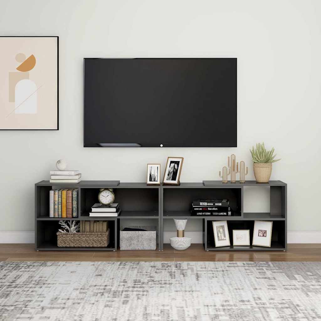 808367 vidaXL TV Cabinet High Gloss Grey 149x30x52 cm Engineered Wood