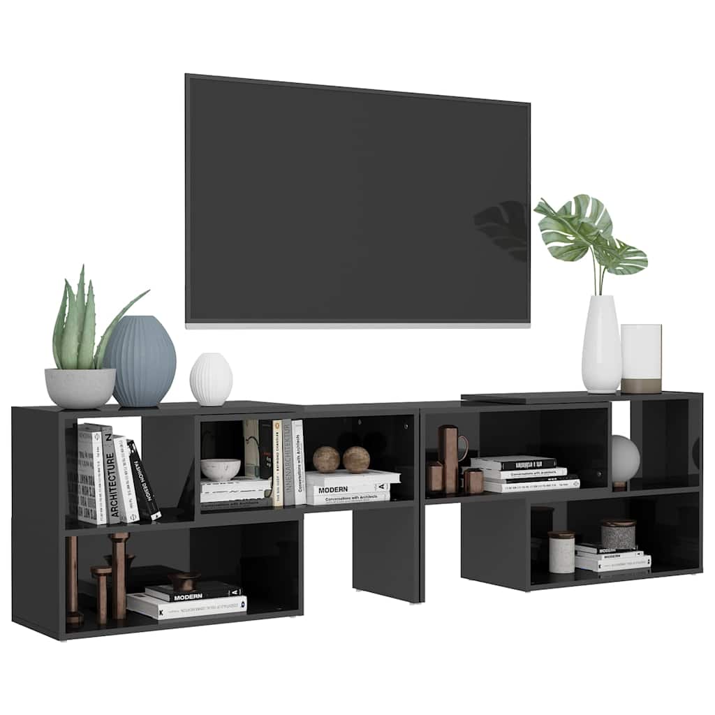 808367 vidaXL TV Cabinet High Gloss Grey 149x30x52 cm Engineered Wood